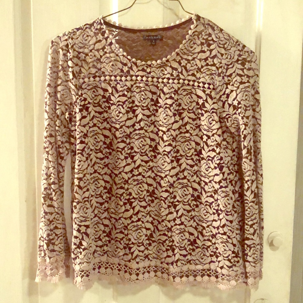 Long sleeve purple lace top